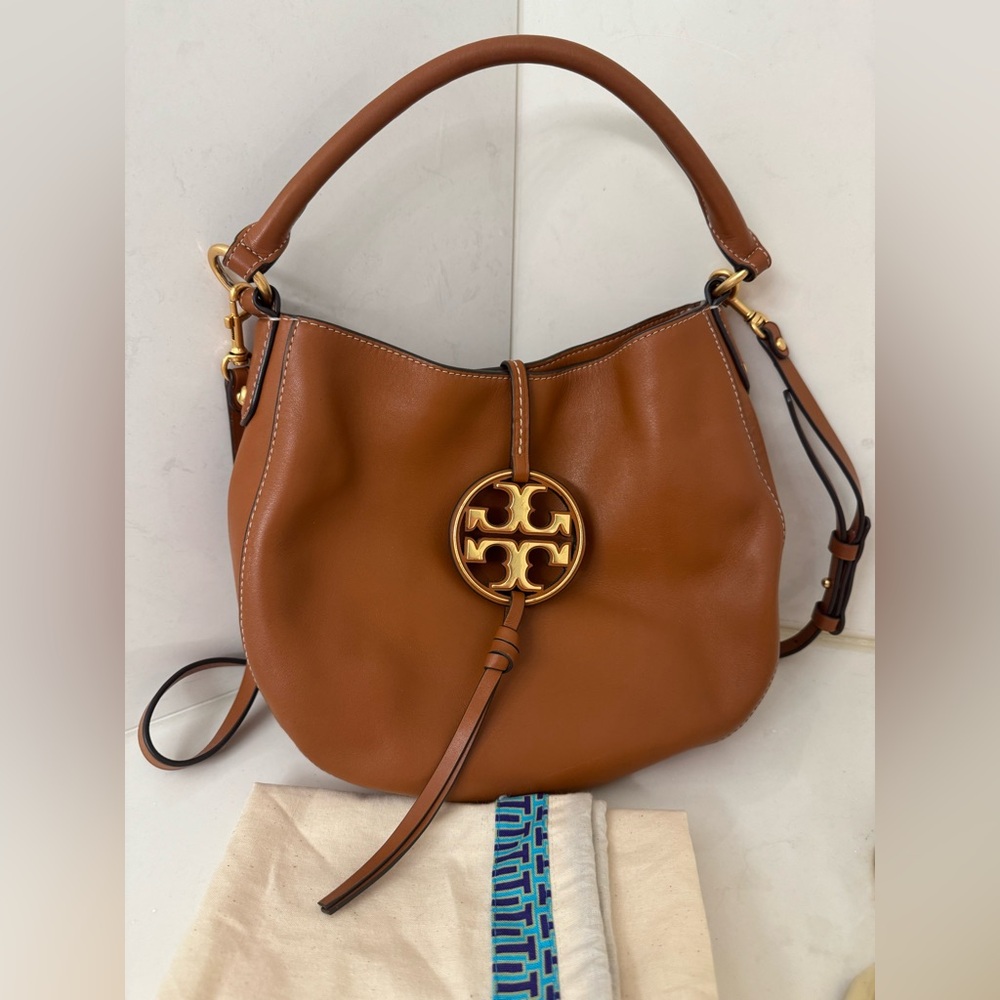 Tory Burch Miller Brown Hobo Bag with Gold Accents